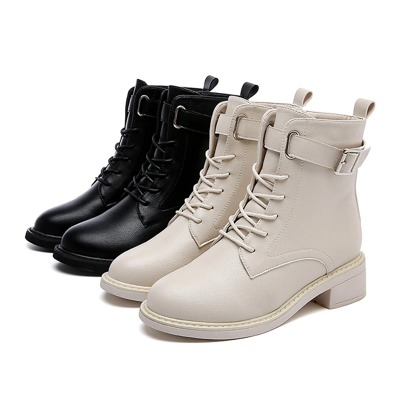 Botines de piel para mujer, zapatos de trabajo, botas de moto a la moda, color negro, 2021|Botas el tobillo| - AliExpress