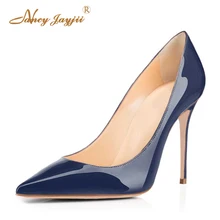 Navy blue patent leather heels Clearance