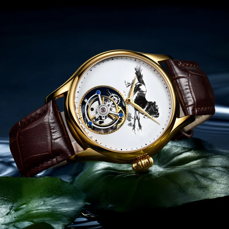 Kopeck, настоящие Tourbillon, часы для мужчин, Зодиак, лошадь, сапфировое стекло, механические наручные часы для мужчин, s Tourbillon, китайский бренд, часы