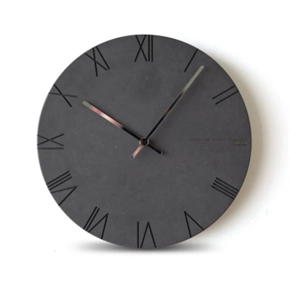 

12 Inch Nordic Wall Clock Minimalist Black Gray Round Roman Numerals Quartz Mute Wall Clock for Home Living Room Bedside Office