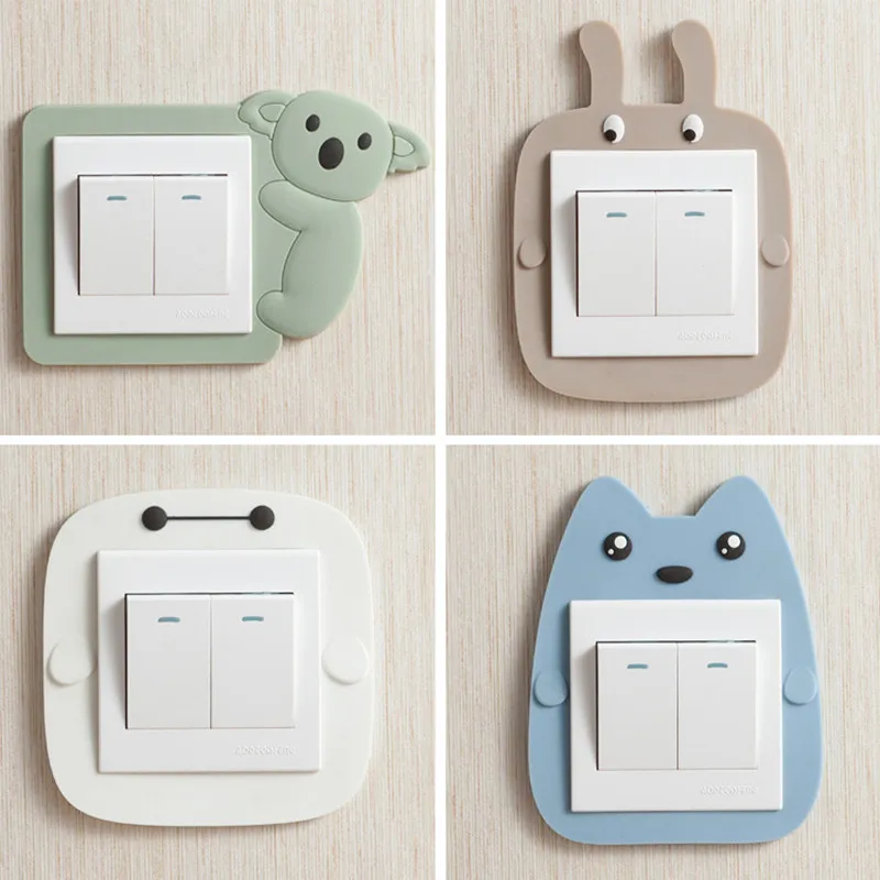 

1pc Cartoon Luminous Switch Sticker 3D Silicone Wall Sticker On-off Switch Sticker Living Room Switch Cover Kids Room Decor
