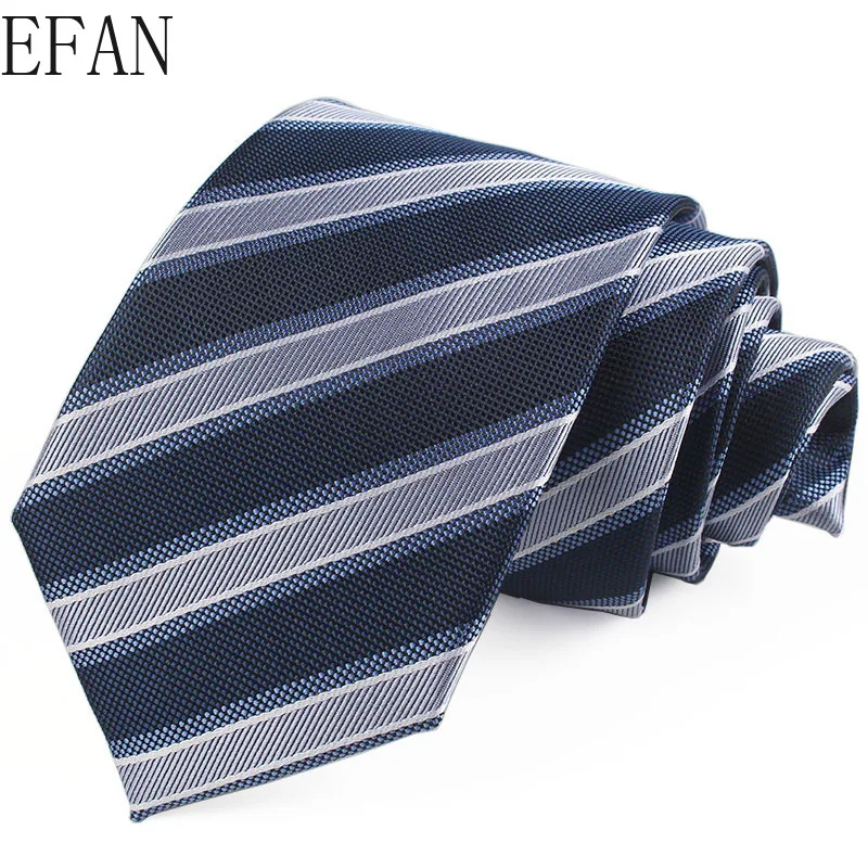 Высокое качество новые полосатые синие шелковые галстуки для мужчин 7 см тонкие