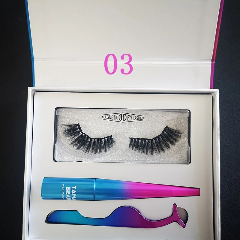 Magnetic Eyelashes natural long Magnetic Liquid Eyeliner& Magnetic False Eyelashes& Tweezer Set Make up set HOT Dropshipping