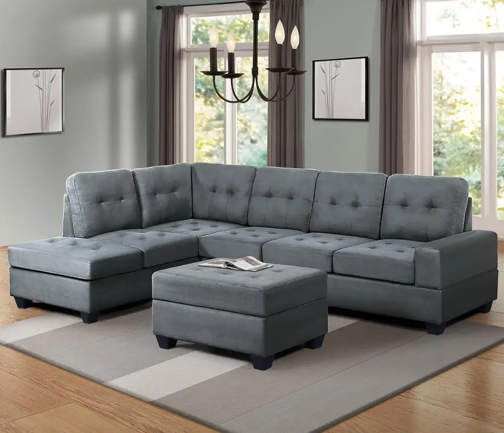 

Living Room Set Furniture 3 Piece Sectional Sofa Reversible Chaise Lounge Storage Sofa Bed Fashion Set Furniture