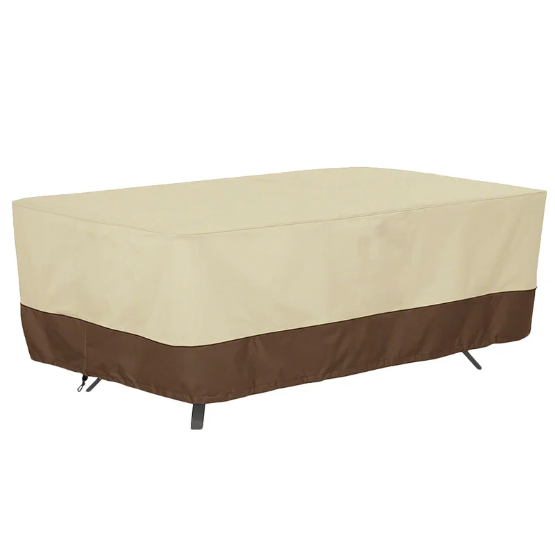 

Beige 210D Oxford Cloth Dining Table Cover with Drawstring Bag Waterproof Dustproof Sun Protection Covers Household Merchandises