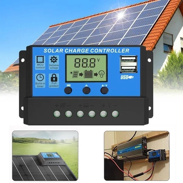 ソーラーパネル 100W+ソーラーチャージコントローラー 30A 12V/24V Amazon | ICQUANZX ソーラーチャージャーコントローラー 30A 12V