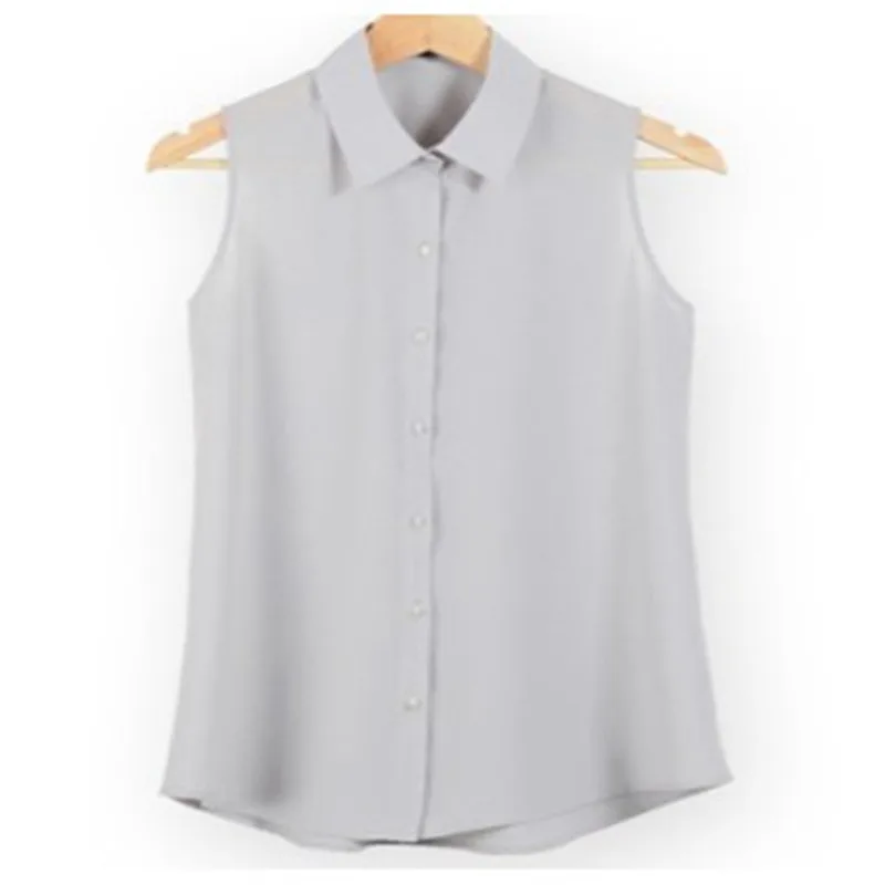 Женская шифоновая рубашка без рукавов с отложным воротником|shirt female|shirt blouseblusas