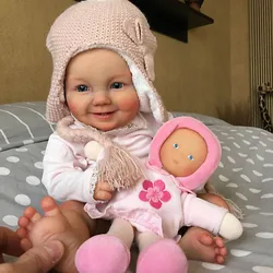 Poupées de renaissance de 22 pouces pour bébés filles, Simulation de Silicone souple, tissu pour bébé, corps yeux bleus, cadeaux d'anniversaire pour enfants 