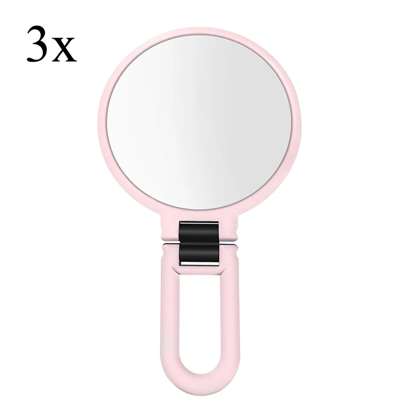 2/3/5/10X увеличительное ручной туалетный столик макияж зеркало путешествия складной круглый Форма зеркало-Двусторонняя пьедестал зеркало для макияжа - Цвет: pink 3X