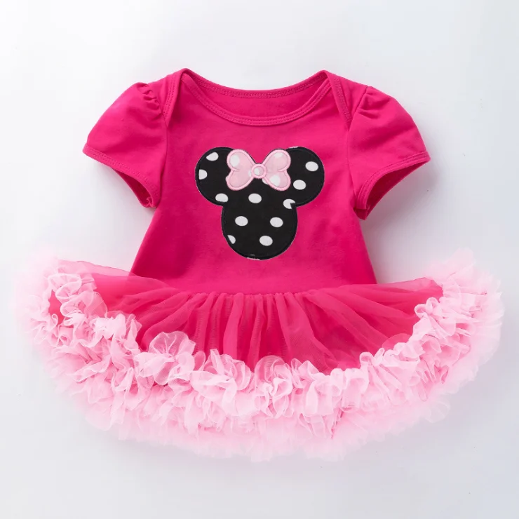 1pxdress L new born baby dress princess lace birthday party dress baby girl baptism dresses headband pink rose newborn tutu dress 1 year - Цвет: 1pxdress L