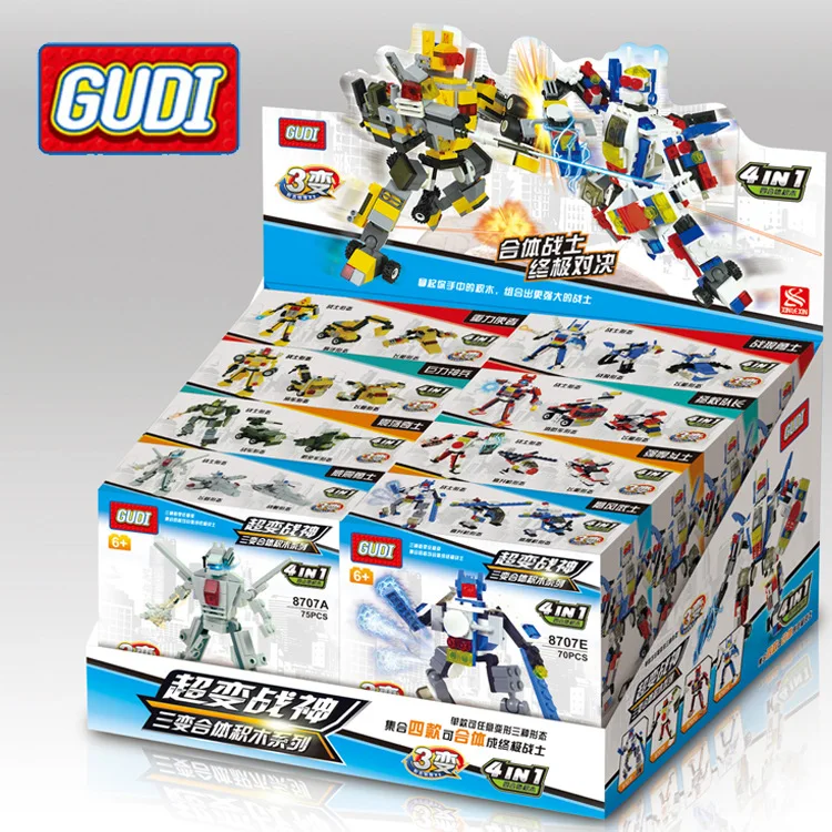 

New Music New Gudi Goood 3 Variable 4-in-1 Ares Hypervariable 8707 Children'S Educational Assembled Splicing Toys Building Block