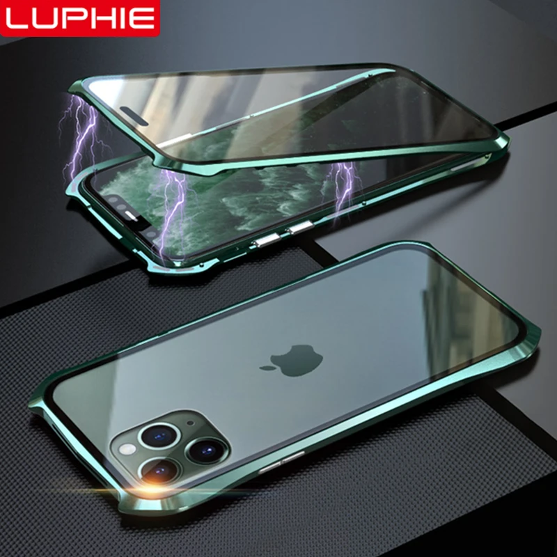 LUPHIE полный защитный Магнитный чехол для iPhone 11 Pro Max роскошное прозрачное