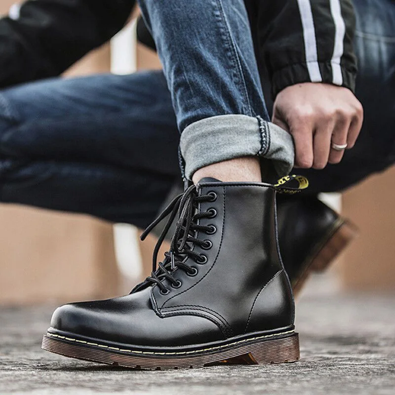 

2019 Fashion Genuine Leather Boots Motorcycle Boots Winter Boots Ankle Boots Mens Winter Footwear Plus Size 46 Winter Shoes Men