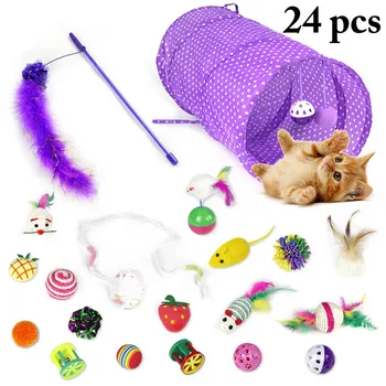 

24pcs/Set Cat Toys Variety Pack Cats Funny Mouse Catnip Sisal Balls Gift Value Feather Sets For Small Cat Pet Supplies Toy Set