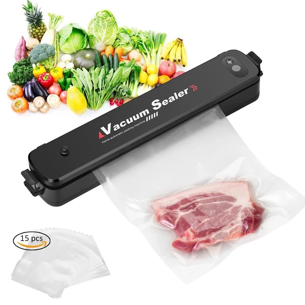 Máy hút chân không bao bì thực phẩm niêm phong cho bảo quản thực phẩm, sous vide nấu ăn chân không niêm phong + 15pcs túi làm kín