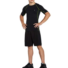 Мужской компрессионный спортивный комплект из 3 предметов с компрессионной футболкой, свободные облегающие шорты, обтягивающие леггинсы, штаны для бега и велоспорта