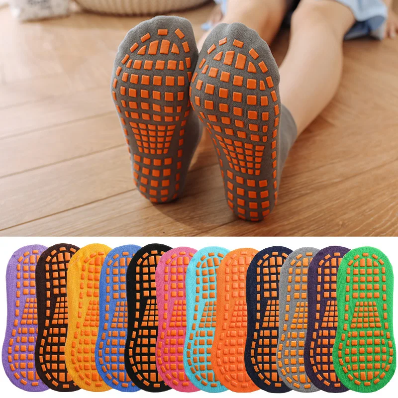 Trampoline socks adult child Home vacation socks anti-slip floor women cotton yoga Foot massage yoga socks 6 Pairs pack
