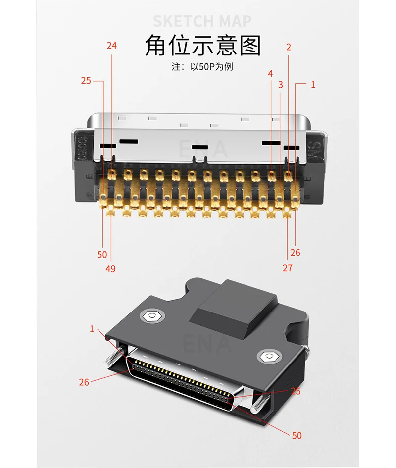 SCSI Connector MDR 14 20 26 36 50Pin Male Female Plug Compatible 3M CN Cable Wire Solder Type Shell Servo Motor Drive
