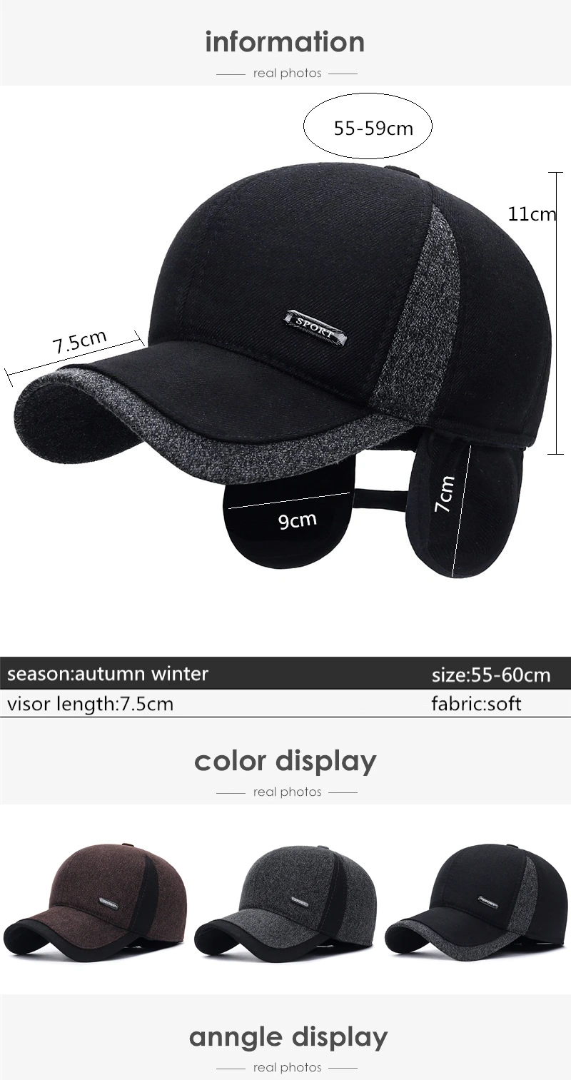 [NORTHWOOD] Бренд мужской Зимняя Бейсболка Earflaps Толстые Теплые Шапки Snapback Открытый Костюм Кепка Дальнобойщика Gorras Para Hombre
