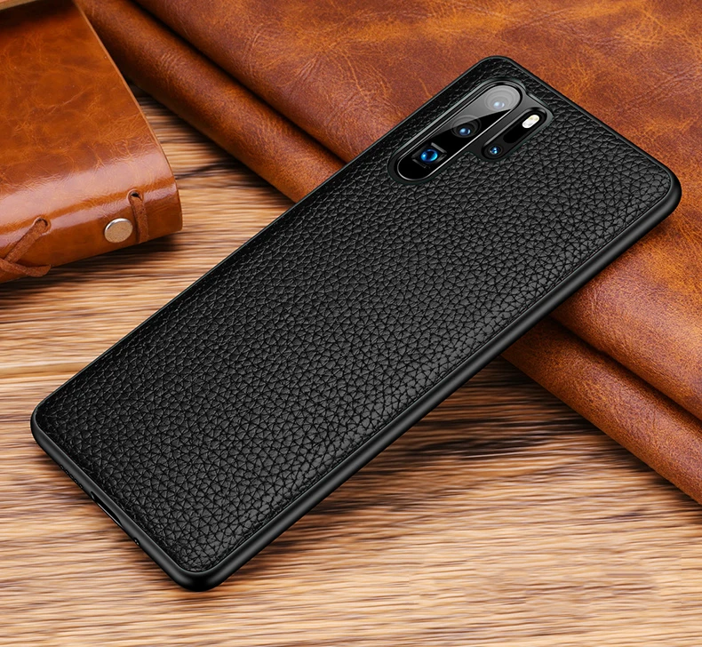 Ультратонкий чехол для huawei Honor 20 Pro P30 Pro Lite mate 30 20 Pro X, роскошный противоударный силиконовый чехол из натуральной кожи - Цвет: Черный