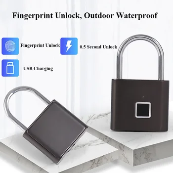 

High-quality Fingerprint Smart Password Padlock 0.5s Unlocking Fast and Convenient Cabinet House Door Dormitory Anti-theft Lock