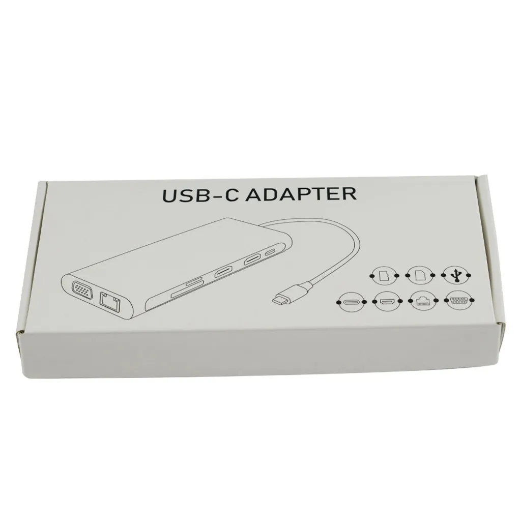 Type c to double HDMI+ RJ45+ VGA type c to 2 hdmi pd sd tf Аудио VGA USB3.0 с адаптером питания usb-хаб высокоскоростной для ПК