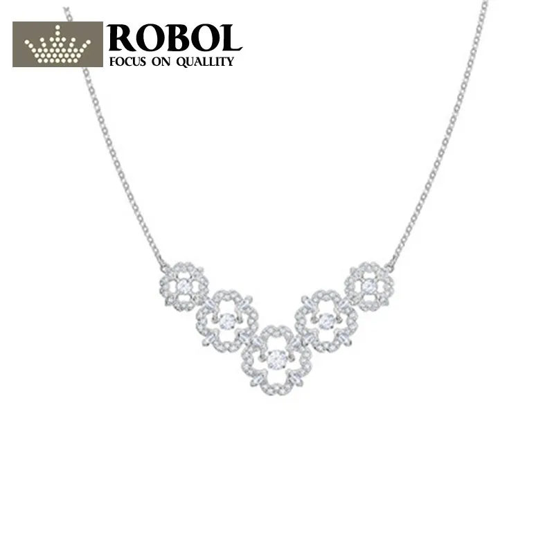 

RLLEN original SWA Pendant Necklace 1:1 Woman Jewelry SPARKLING DC beating heart flower temperament necklace female jewelry