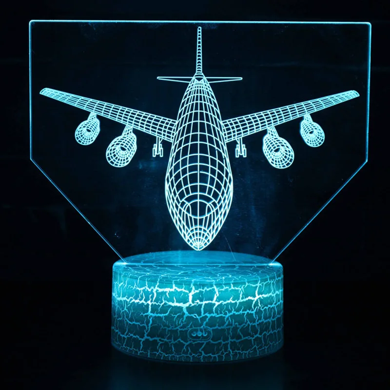 Пульт дистанционного управления Воздушный самолет 3D светильник светодиодный Настольный светильник Иллюзия Ночной светильник 7 цветов меняющая настроение лампа AAA питание от батареи USB лампа - Испускаемый цвет: 1