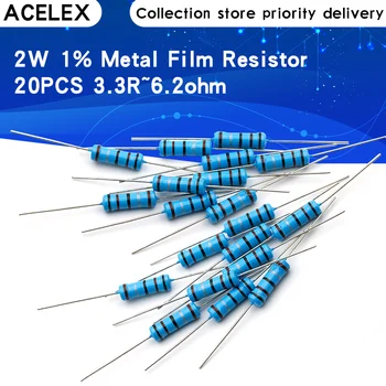 

20pcs 2W 1% Metal Film Resistor 3.3R 3.9R 4.7R 5.1R 6.2R 3.3 3.9 4.7 5.1 6.2 ohm