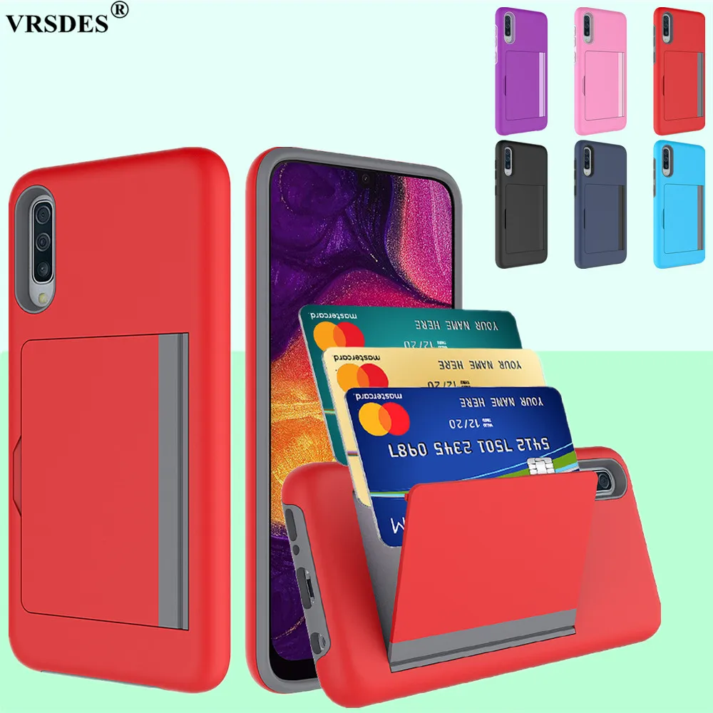 Funda de negocios de Color caramelo para Samsung Galaxy A20, A30, A50, S20, Ultra Plus, carcasa con ranuras para tarjetas, para Samsung S20 + A 50, 30, 20