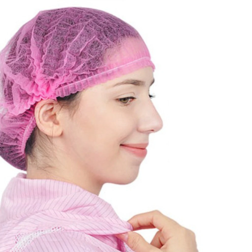 100Pcs Disposable Hair Caps Tanning Cap Catering Food Elasticated Hair Nets Non-woven Shower Caps Hair Salon Beauty Accessories