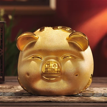 

Lovely Ceramic Pig Piggy Bank Home Decoration Golden Pig Figurine Money Box Ornament Coin Saving Boxes Kids Birthday Gift