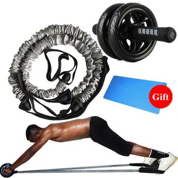 

Fitness AB Roller with 2 PCS Elasticity Pull Rope Waist Abdominal Core Workout Abs Slimming Home Exercise Wheel Gym Equipment