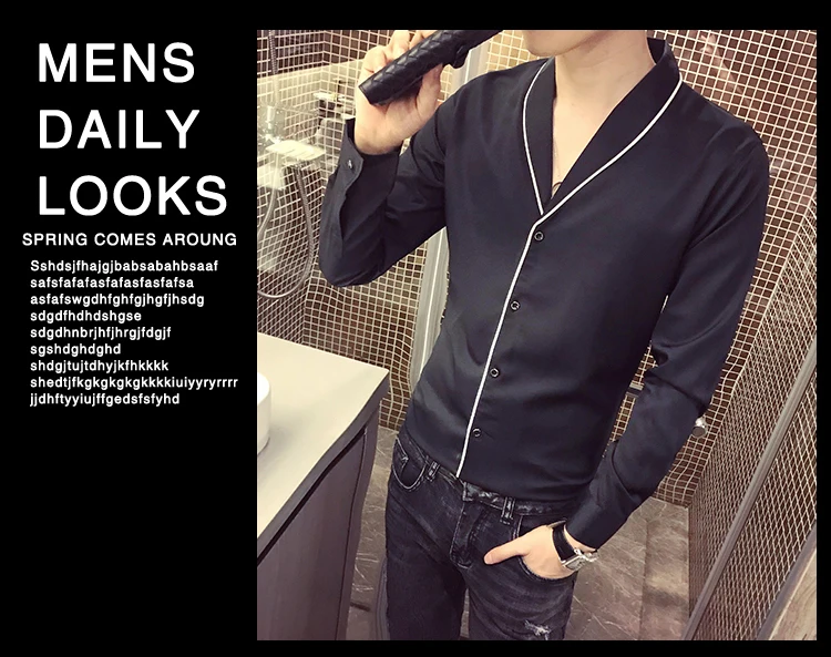 Kemeja Pria Camisa Masculina, отложной воротник, осенняя Повседневная рубашка, Мужская однотонная уличная одежда с длинным рукавом, приталенная рубашка, Мужская