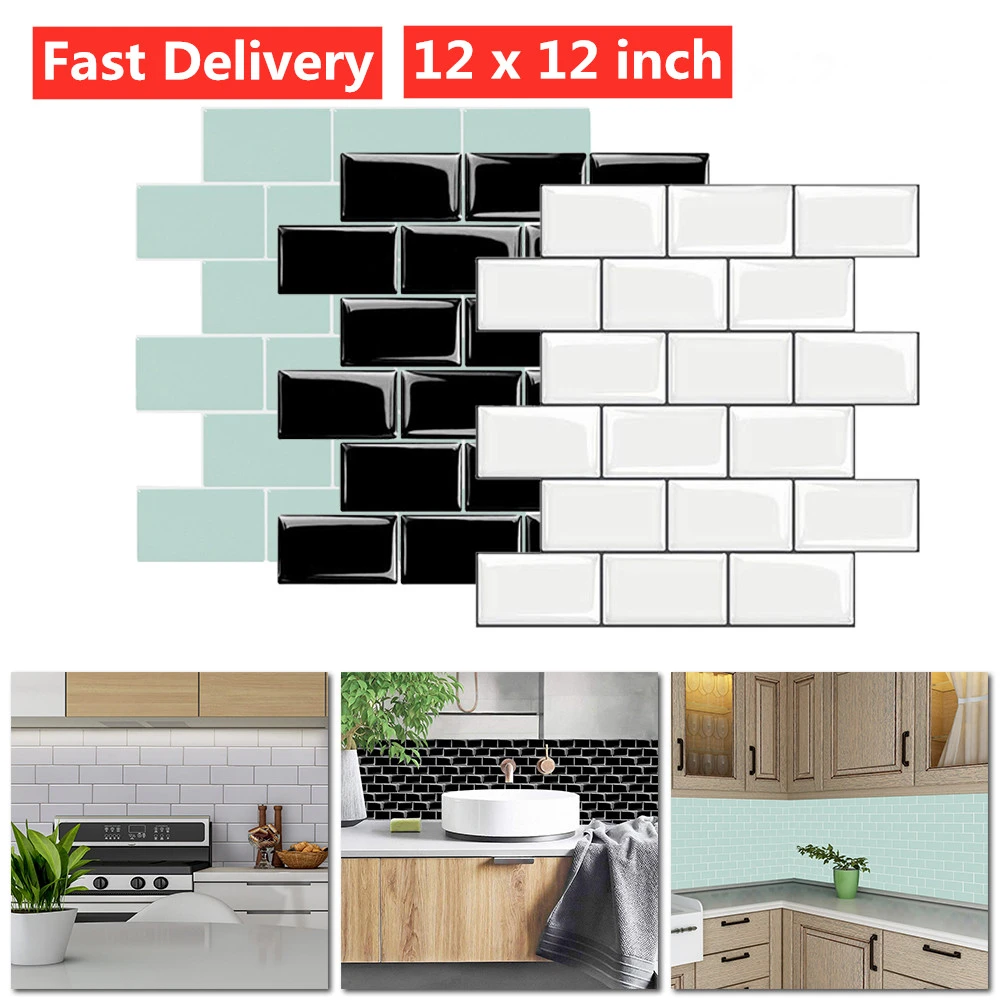 3dレンガモザイク壁紙ステッカー キッチンとバスルームの装飾用の粘着タイル 樹皮と棒 スプラッシュガード Wall Stickers Aliexpress