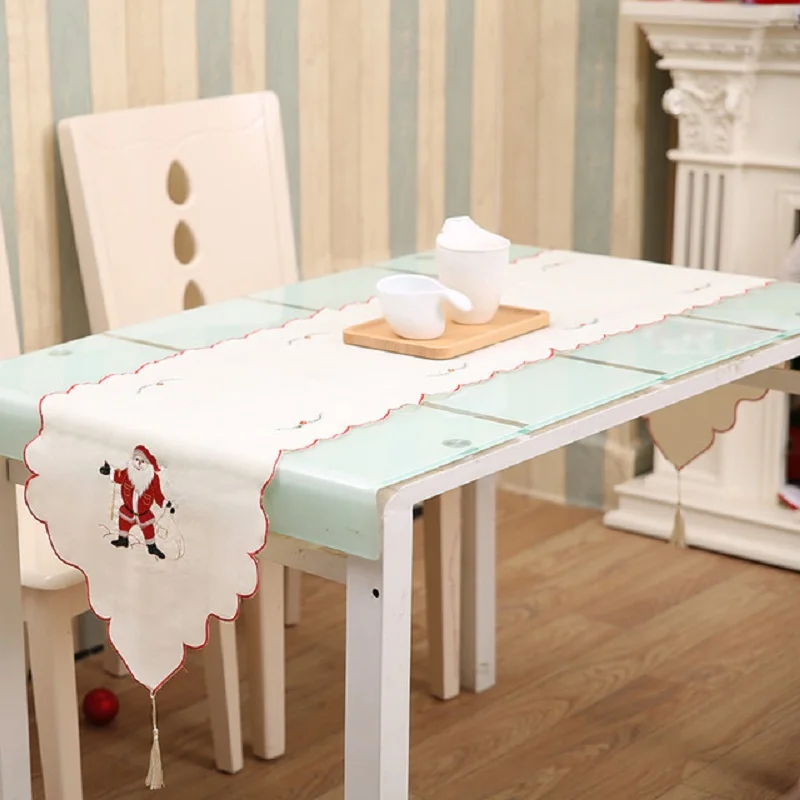

Christmas Decoration Tablecloth Family Party Santa Claus Table Flag Red Christmas Party Tablecloth