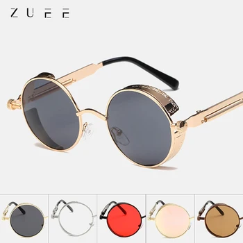

ZUEE Gothic Classic Steampunk Sunglasses Sun Glasses Men Women Brand Designer Vintage Round Glasses Fashion Driving Goggle UV400
