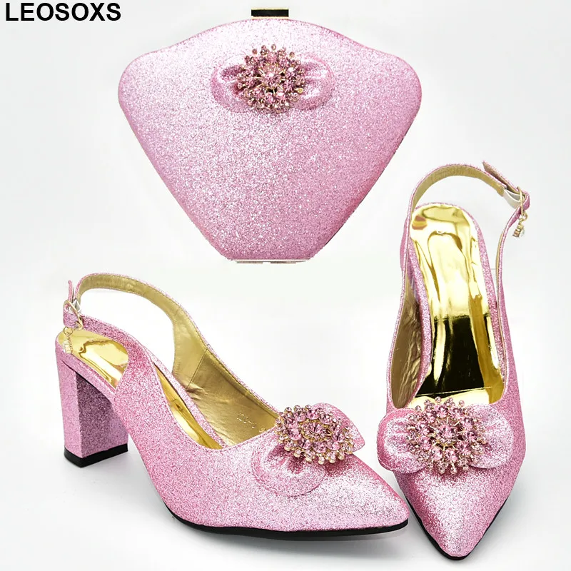 

New Arrival Italian Shoes with Matching Bags Set Shoes and Bags To Match for Women Block Heel Shoes Ladies Sandals with Heels