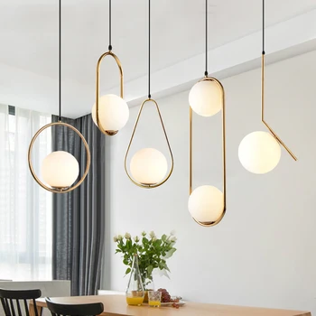 

Modern Pendant Light Glass Ball Led Hanging Lamps nordic living room pendant Bedroom Kitchen Fixtures Loft Home Decor Luminaire