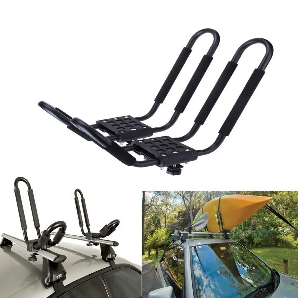 

2Pcs Car Roof Rack Luggage Carrier Car Kayak Roof Rack Vehicle-mounted Universal Metal J-Bar Car Top Mount Canoe Skiing