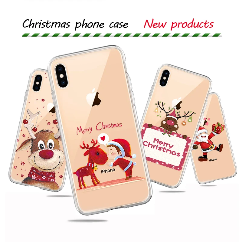 Чехол на год с Рождеством для iPhone 11 Pro XS XR XS MAX X 7 8 6 6S Plus чехол с изображением Санта-Клауса лося снеговика X-mas Tree Bell