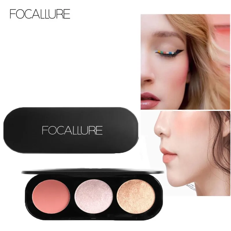 FOCALLURE Новое поступление раньше румяна и хайлайтер палитра матовый пудра