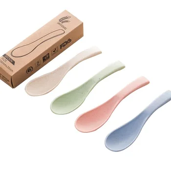 

4 Pcs/Pack Minimalism Creative Environmentally Friendly Plastic Rice Soup Spoon Small Gift for Children Kids