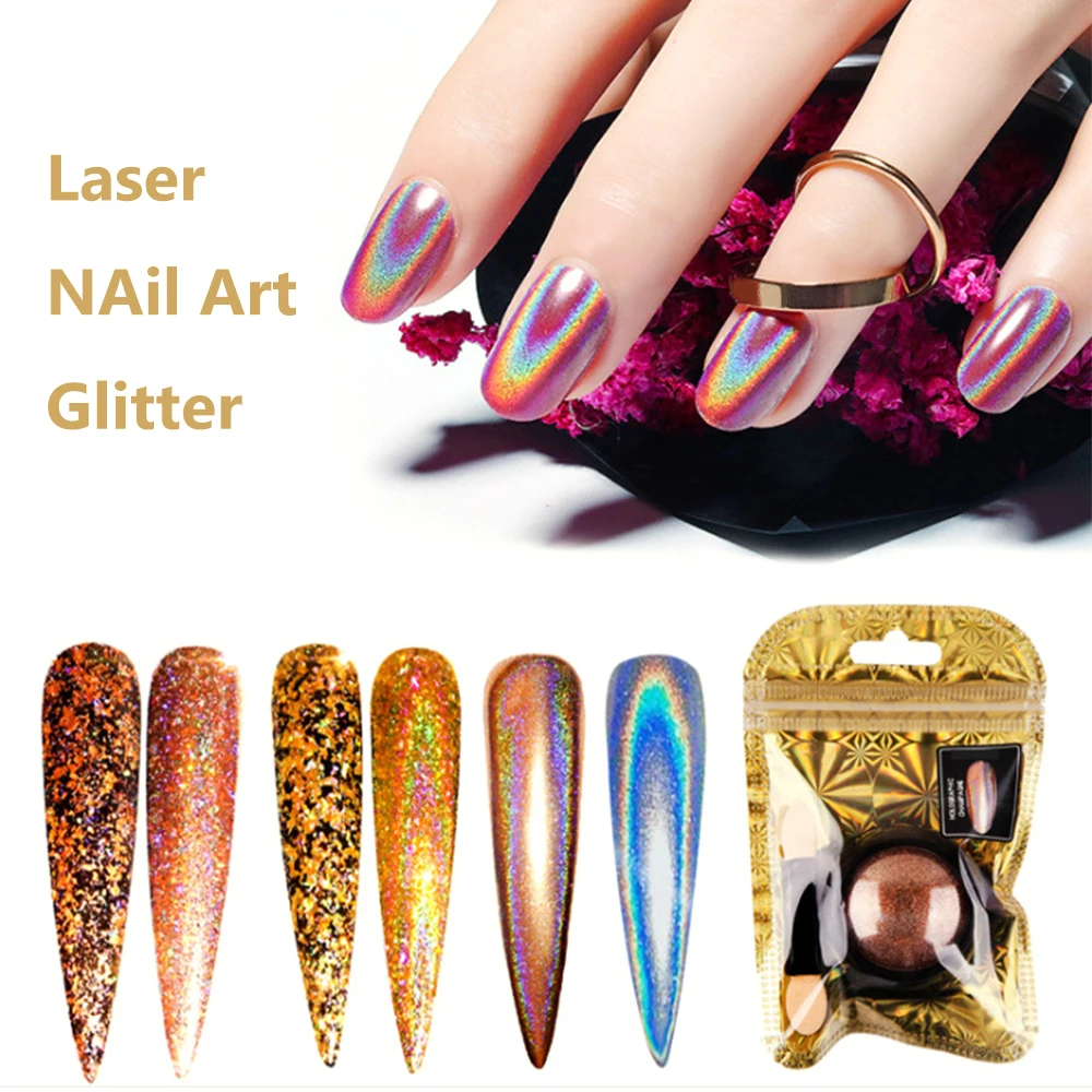 

5 Colors Holographic Gradient Nail Powder Glitter Laser Holo Shimmer Nail Art Decorations Chrome Pigment Shining Manicure Tool