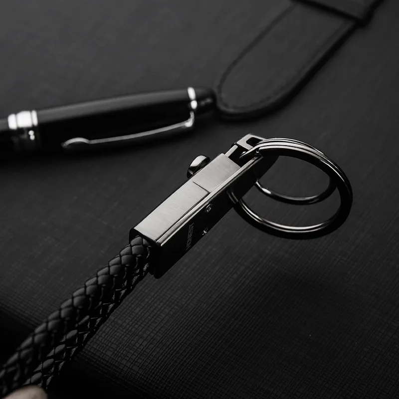 Honest Genuine Product Weave Keychain Pendant Diamond Set Cowhide Car Key Ring Top Grade Gift Manufacturers Direct Selling
