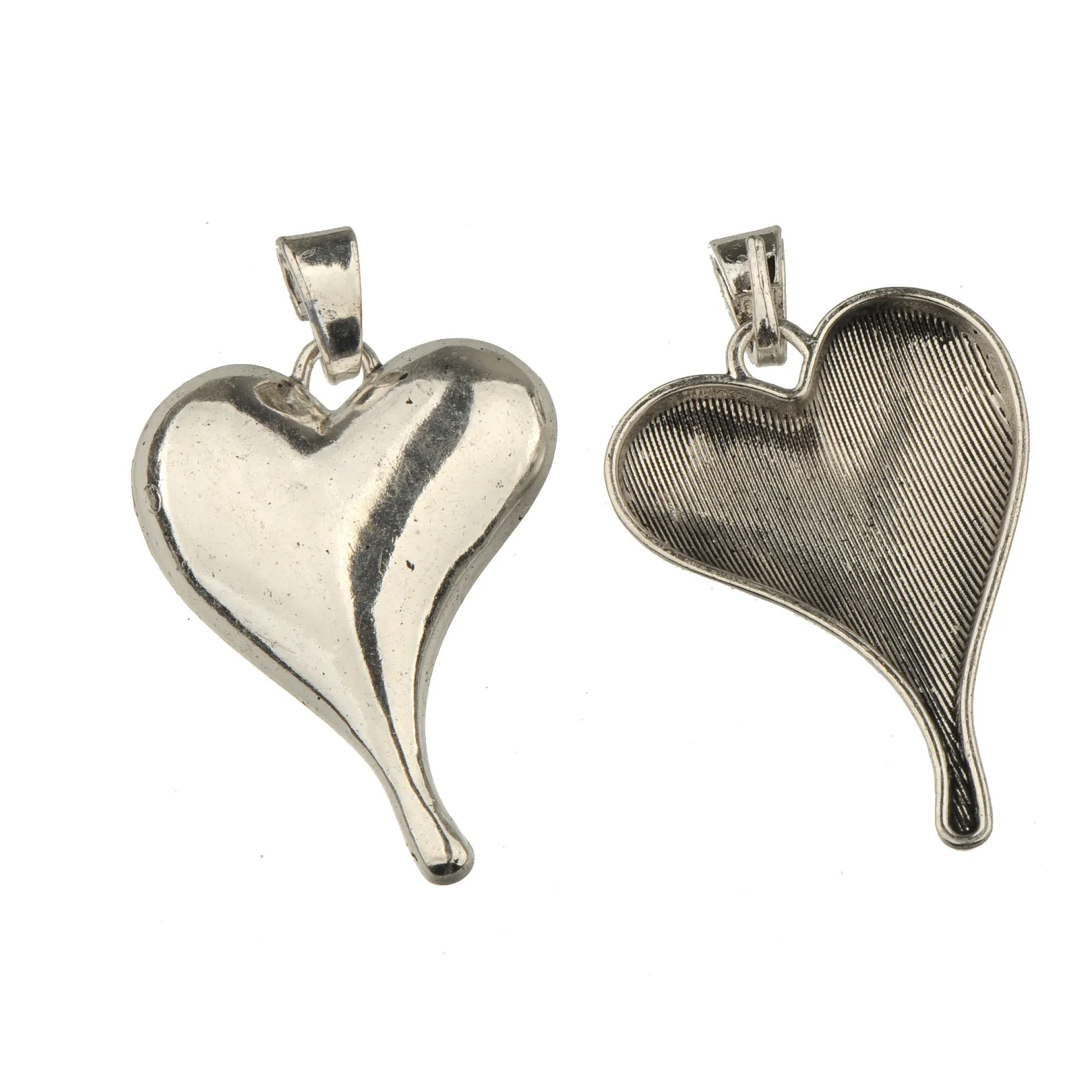 2 шт. серебристые металлические подвески в форме сердца 70 х42 мм|Подвески| |