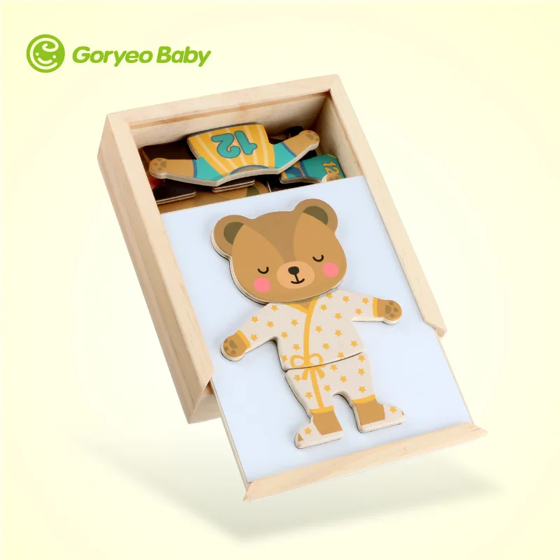 Магнитный джойпин для детей 3-4-6 лет, стерео-пазл Huanyi Girls, деревянный медведь Huanyi