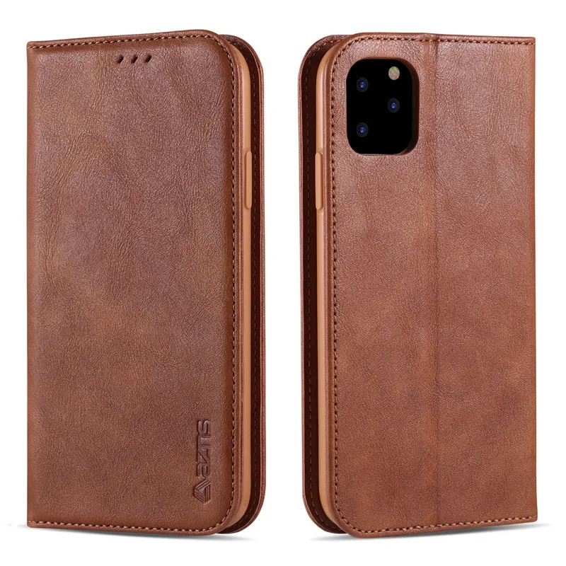 Чехол для телефона iPhone 11 Pro XR X XS Max, роскошный Магнитный кожаный держатель для карт, флип-бумажник, чехол для iPhone 8 7 6 6s s Plus - Цвет: Хаки