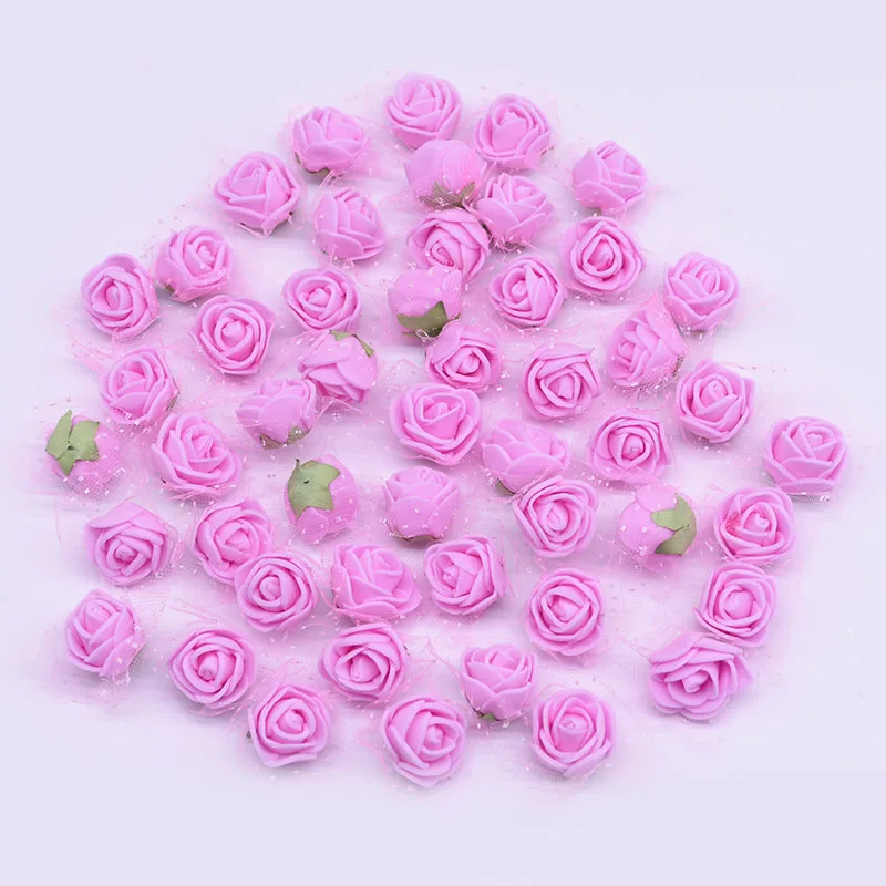 100 шт, 2 см, Мини Искусственные цветы розы, голова ручной работы, сделай сам, свадебное украшение для дома, многофункциональное кружево, ПЭ пена, розовые вечерние принадлежности - Цвет: PE05