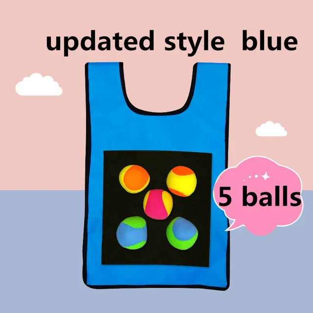 5 balls blue Новинка года, Детский жилет для игры в метание липкий Трикотажный жилет с липкий мяч, Детская Спортивная игрушка для детских игр под открытым небом - Цвет: 5 balls blue